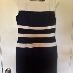 Lauren ralph lauren Size 12 Navy White Stripe Sheath Dress. EUC! Worn Only Once!